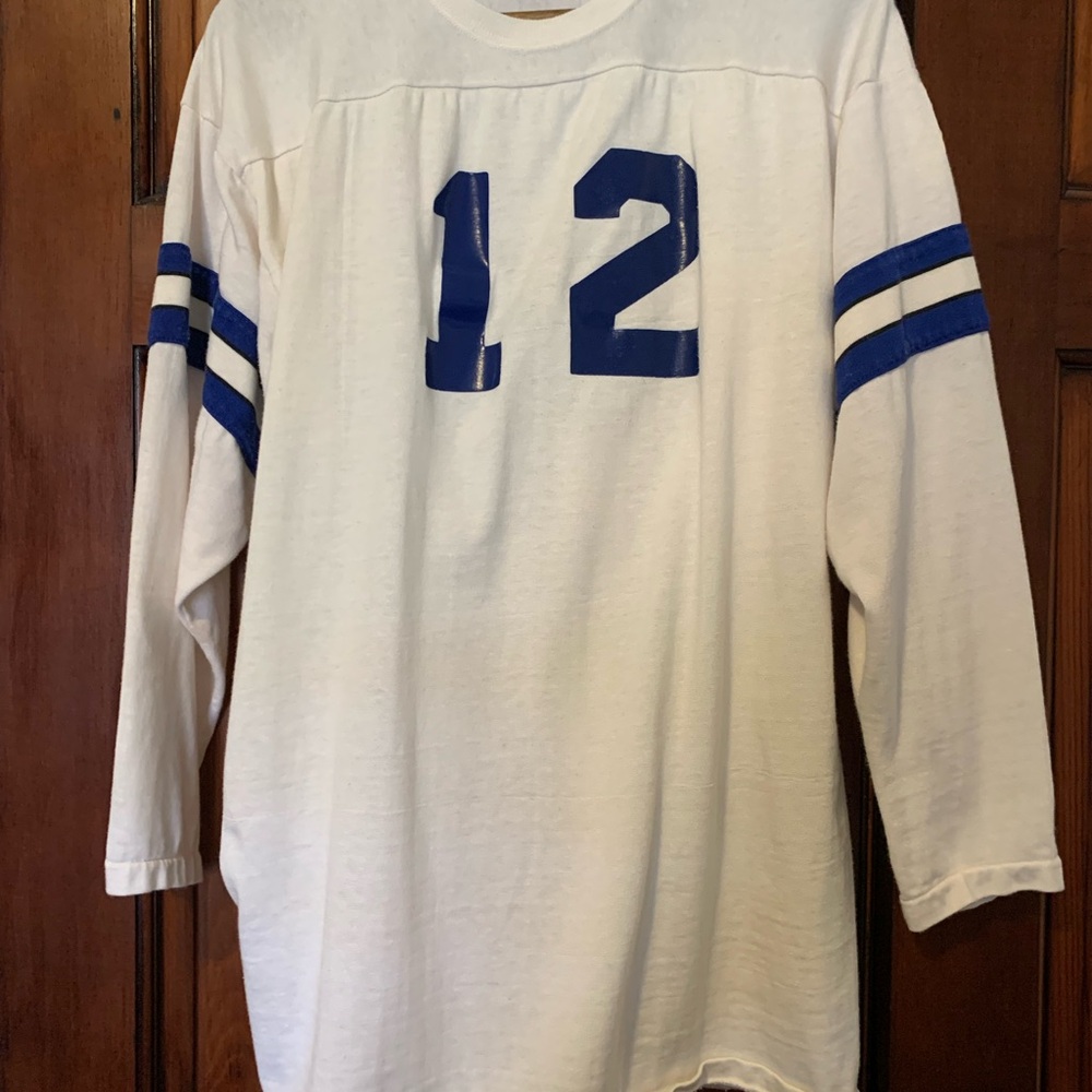 Vintage Dallas Cowboys Roger Staubach White Blue Jersey Size X-Large - Picture 2 of 9